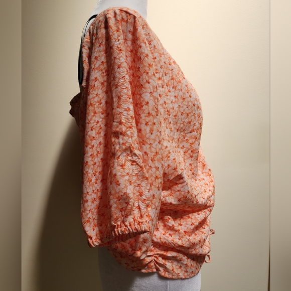 H&M Orange Floral Summer Crop Top Women's XL - Picture 2 of 6